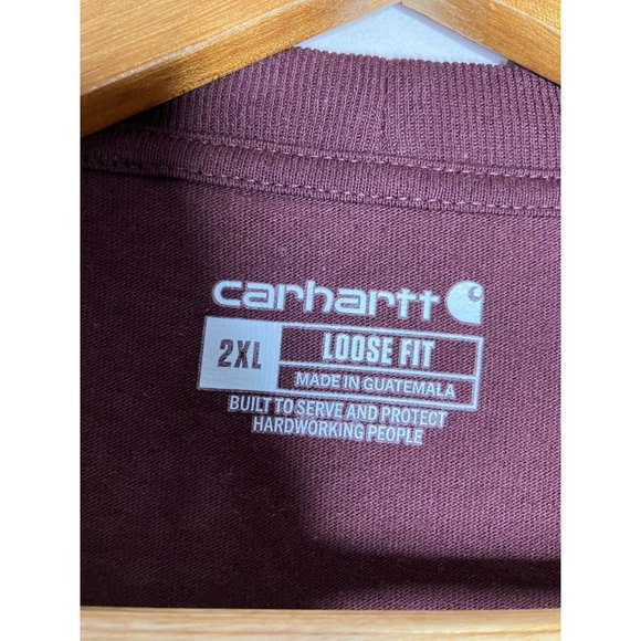 Carhartt Men's 2XL Loose Fit Maroon T-Shirt - Picture 3 of 6